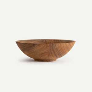Set 2 Natural Solid Wood Salad Bowls Modern Design Eco-Friendly Lightweight Stackable Fruit Serving Basin for <b>Camping</b> Use - Product Image 3
