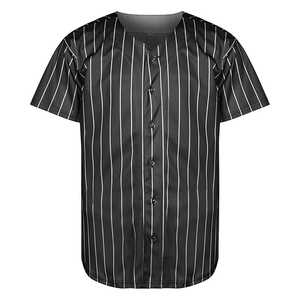 Maillot de baseball unisexe à manches courtes, rayé, boutonné, anti-humidité, en polyester, pour adulte, toutes saisons, impression sublimée, ODM OEM - Product Image 2