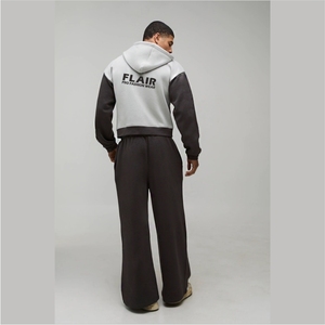 Mens Oversized <b>Brown</b> and Grey Hooded Tracksuit - Product Image 5