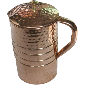 Pure Copper Water <b>Jug</b> with Lid Handcrafted Diamond Hammered Copper Pitcher Indian Art Tableware Wholesale Restaurant Drinkware - Product Image 6
