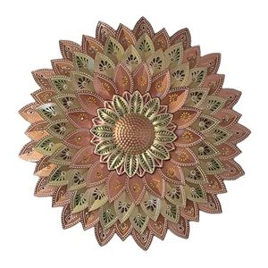 Bohemian Metal Wall Art Floral Mandala Decorative Hanging Circular Handmade Metal Handicraft Plant Pattern - Product Image 3