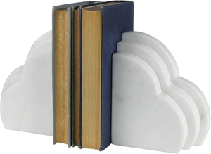 Marble Cloud Shape Bookends Set Of 2 Minimalist Stone Book Ends Decorative Sculptural Design - Product Image 3