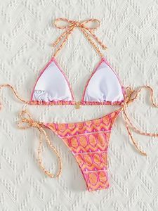 Two-piece nylon and cotton bikini set with thong bottom - Product Image 5