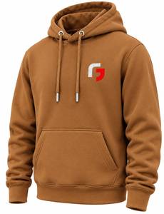 Sweat-shirt à capuche marron pour homme, coupe classique, avec logo sur le devant, poche, décontracté, 100 % coton molletonné imprimé, vêtement d'hiver, 320 g, tricoté, uni - Product Image 1