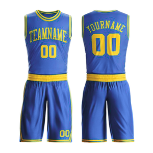 Custom Sublimated Basketball Jersey Set Unisex Purple <b>Yellow</b> Trim Moisture Wicking Sleeveless <b>Tank</b> <b>Top</b> Shorts Adult All Seasons - Product Image 4