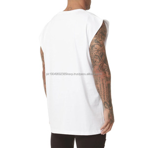 Débardeur pour homme en polyester-coton respirant, impression personnalisée, col rond, bras tombants, surdimensionné, pour entraînement décontracté, vente en gros - Product Image 4