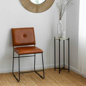 Silla Vandana Vertex Orion de cuero marrón y metal negro (juego de 2) - Product Image 2