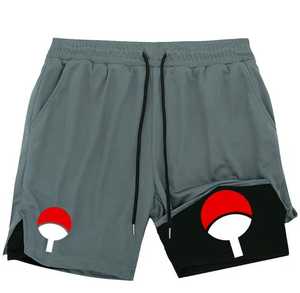Shorts courts pour hommes avec logo rouge et blanc, fermeture à cordon, séchage rapide, décontractés, taille mi-haute, en toile 100% coton, écologiques et respirants - Product Image 2