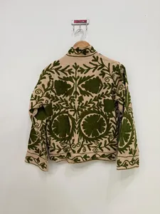 High Quality Cotton Velvet Suzani Embroidered Boho <b>Hippie</b> Indian Women Winter <b>Jacket</b> Breathable Windproof Coat Resort Wear - Product Image 2
