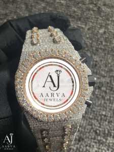 AARVA JEWELS นาฬิกาข้อมือควอตซ์โครโนกราฟผู้ชายสุดหรู สแตนเลสสตีล ประดับมอยส์ซาไนต์และแซฟไฟร์คริสตัล หน้าปัดอนาล็อก 42 มม. สายขนาด 20 มม. พร้อมระบบความปลอดภัย - Product Image 5