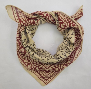 Bandana en coton biologique à imprimé floral, foulard léger pour l'été, imprimé indien au bloc, pour cheveux - Product Image 1