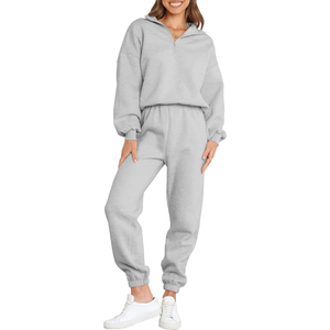 Ensemble de survêtement 2 pièces pour femme en coton 100% de qualité supérieure, fabriqué sur mesure par un fabricant spécialisé pour le B2B professionnel. - Product Image 5
