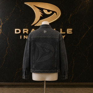 Faded Charcoal Cropped Jean Shacket Slouchy Hip Hop Urbanwear Cotton <b>Shirt</b> With Zipper Metal Buttons - Product Image 2
