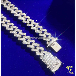 Collar de Eslabones Cubanos Audaces con Diamante Moissanita, Cadena de Plata de Ley 925 Iced Out, Joyería de Lujo Hip Hop al por Mayor - Product Image 3