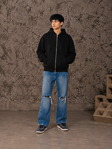 Custom <b>Men's</b> Double Balaclava Hoodie Polyester Cotton Full Zip Streetwear Jacket Casual Style With Attached <b>Face</b> Cover And Cuffs - Product Image 5