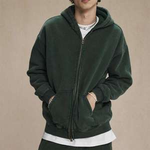 Sweat-shirt à capuche unisexe vintage délavé, entièrement zippé, en coton épais, coupe oversize, style streetwear personnalisé - Product Image 5
