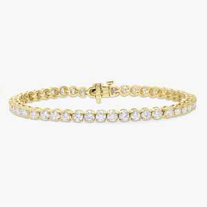Bracelets Tennis Classiques à 4 Griffes, pour Empilage et Superposition, en Or Massif 14k 18k, avec Diamant de Laboratoire Taille Ronde, Fermoir Boîte, Bijoux Fins - Product Image 1