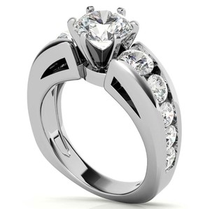Bague en moissanite taille ronde en argent sterling 925 plaqué or blanc, solitaire classique de luxe pour fiançailles, mariage, promesse ou mariée - Product Image 4