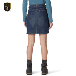 Jupe en jean streetwear pour femme, coupe ample, bleu clair délavé, jambe large, couleur unie, polyester/coton, boutonnée, automne - Product Image 4