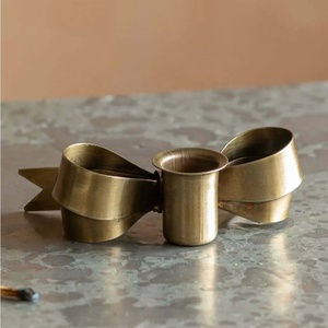 Antique Brass Bow Design <b>Candle</b> Holder Elegant Handmade Decor Piece Perfect for Romantic Ambiance and Festive Home Decor - Product Image 2