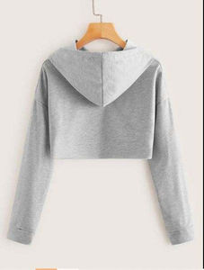 Sweat-shirt vieilli uni en coton respirant pour femme, en coton biologique naturel doux, coupe courte pour le jogging, prix de gros - Product Image 6