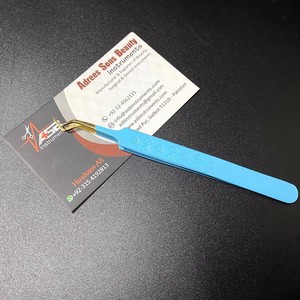 Pince à épiler japonaise en acier inoxydable Z, écologique, avec logo personnalisé, revêtement bleu ciel, poignée en forme de cœur, pour extensions de cils - Product Image 3