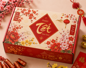 Custom Holiday <b>Gift</b> Corrugated <b>Box</b> with UV Logo <b>Gold</b> Foil Printing Art Paper Rectangle Shape High-End Design Vietnam Factory - Product Image 2