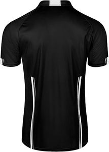 Men Black <b>Soccer</b> Jersey Short Sleeve Zipper Collar Moisture Wicking Polyester Athletic Shirt with Pockets and Sublimated Print - Product Image 2