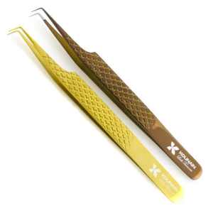 Kounain คีมหนีบขนตาปลอม90องศาทำจากสเตนเลสสตีลใช้แยกขนตาทำจากเส้นใยนาโน0.03มม. ระดับมืออาชีพ - Product Image 1