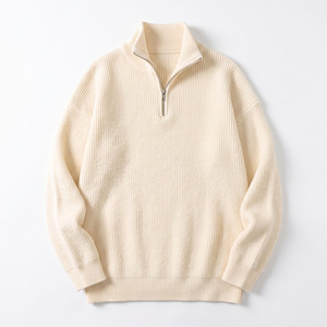 Men's 100% Wool Mandarin Collar Cardigan Full Sleeve Solid Color Anti-Pilling Winter Knit <b>Sweater</b> Regular Fit - Product Image 1