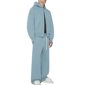 ชุดวอร์มซิปเต็มตัว มีกระเป๋าข้าง ทรงขาบาน สีซีดแบบวินเทจ ลายกราฟิกพิมพ์ลาย  ฮู้ดดี้ซิป  ทรงหลวมสำหรับผู้ชาย - Product Image 5