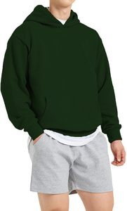 Sweat-shirt à capuche vert pin pour homme, personnalisable avec logo, en molleton uni, coupe ample, épaules tombantes, vente en gros, par fabricant OEM - Product Image 2