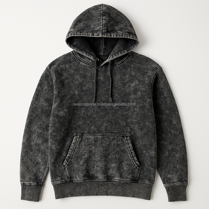 Sweat-shirt à capuche pour homme, personnalisé avec logo brodé, effet délavé numérique, épais, surdimensionné, en molleton, 100% coton, avec poche - Product Image 4