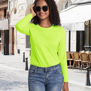 เสื้อแขนยาวแฟชั่นผู้หญิงมาใหม่ / เสื้อยืดแขนยาวสีพื้นสไตล์สตรีทแวร์ลำลองสำหรับผู้หญิง - Product Image 3