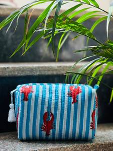 Vintage Bohemian Embroidered Cotton <b>Makeup</b> <b>Case</b> Water Resistant Zipper Handled Eco-Friendly Travel for Pouch Rajasthan Veer - Product Image 3