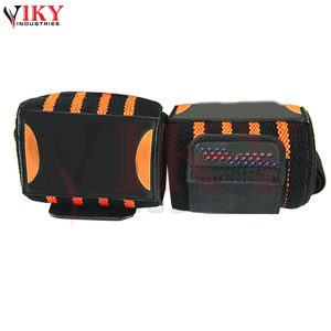 Soportes de Muñeca Ergonómicos OEM de Alta Resistencia con Rayas Naranjas y Parche de Goma con Logotipo para Cross Training - Product Image 2