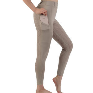 Women's Equestrian Breeches with Silicone Full Seat Horse Riding Tights with Pockets Ice Fil <b>Knee</b> <b>Patch</b> Breech - Product Image 1