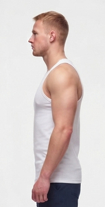 Vente en gros de vêtements de sport pour hommes, t-shirt sans manches à col rond, t-shirt de yoga et de fitness de haute qualité pour hommes, polyester et coton, t-shirt de sport pour hommes - Product Image 4