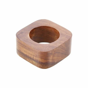 Vente en gros d'anneaux de serviette en bois classiques écologiques au design personnalisé, porte-serviettes ronds en bois naturel, décoration de table pour fête - Product Image 4