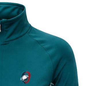 Manufacturer Deep <b>Teal</b> <b>Women</b> Quarter Zip Athletic Shirt Floral Sleeve Design Long Sleeve Workout Training Activewear <b>Top</b> - Product Image 4