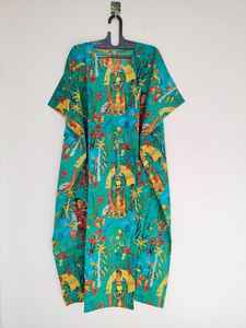 Vestido Kaftan de Algodón Hecho a Mano en India, Ligero, para Playa - Product Image 5