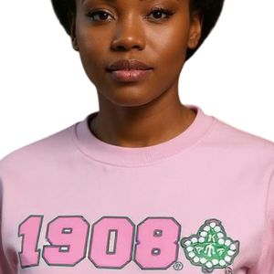 Sudadera AKA Light Pink 1908 Ivy con cuello redondo, gráfico verde y rosa, de forro polar, unisex, para hermandades griegas, OEM ODM - Product Image 2