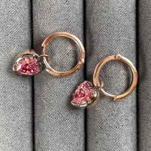 Pendientes de Aro con Moissanita Rosa en Forma de Corazón, Plata de Ley 925, Chapados en Oro de 14K, Joyería de Lujo para Mujer - Product Image 3