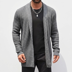 <b>Mens</b> Shawl Collar <b>Cardigan</b> Sweater Zipper Closure Winter Anti-Wrinkle Thick Custom Knitwear OEM Service - Product Image 6