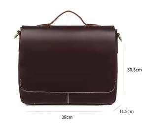 Porte-documents pour ordinateur portable de 15 pouces en cuir véritable pleine fleur Crazy Horse, durable, pour hommes, usage professionnel, LLB-0346 - Product Image 2