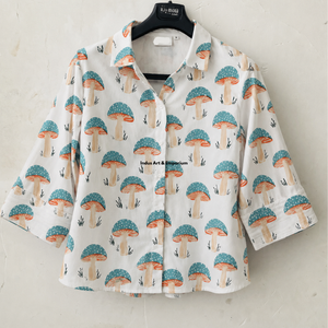 Hand Block Printed Shirt Stylish Shirts for Women Indian Hand Block Printed Soft Cotton Fabric Shirt on Sale at Best Price - Product Image 2