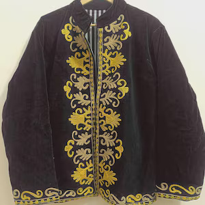 Produit phare en gros : Veste en velours brodée Suzani pour femme, manteau court d'hiver, veste bomber bohème boutonnée, prix d'usine - Product Image 4