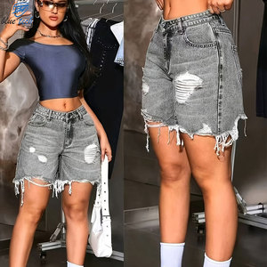Wholesale <b>Women's</b> High Waist Ripped Denim Shorts Casual <b>Jean</b> Shorts Custom Logo & Design OEM Supplier - Product Image 6