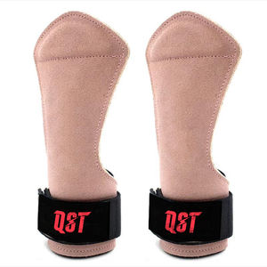 Poignées de musculation en cuir QST avec support de poignet rembourré, antidérapantes, pour entraînement de force en salle de sport, vente en gros, logo personnalisé, OEM - Product Image 1