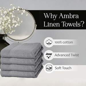 Ensemble de serviettes absorbantes 100% coton, douces et moelleuses, utilisables toute l'année, grandes, pour usage quotidien, durables (ensemble de 4 serviettes pour les mains, gris clair) - Product Image 3